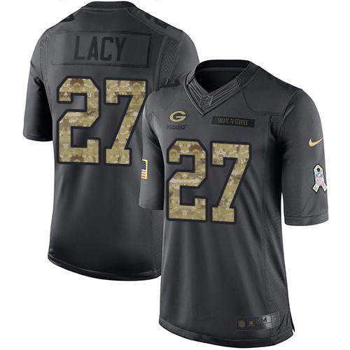 Nike Green Bay Packers #27 Eddie Lacy Black Men's Stitched NFL Limited 2016 Salute To Service Jersey