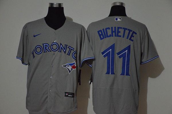 Men's Toronto Blue Jays #11 Bo Bichette Grey Stitched MLB Flex Base Nike Jersey