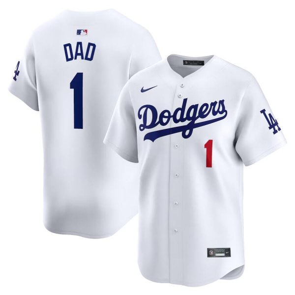 Men'S Los Angeles Dodgers Nike White #1 Dad Home MLB Limited Jersey