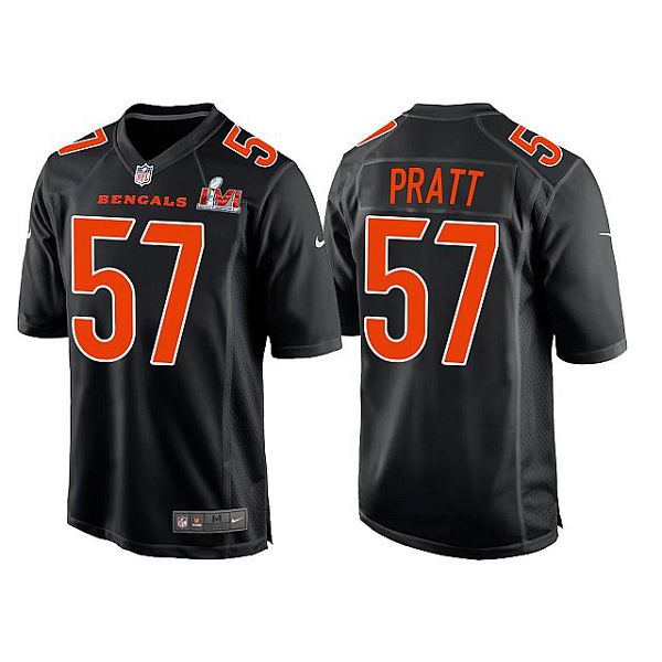 Men's Cincinnati Bengals #57 Germaine Pratt 2022 Black Super Bowl LVI limited Stitched Jersey