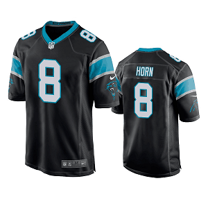 Men's Carolina Panthers #8 Jaycee Horn Black Game Jersey