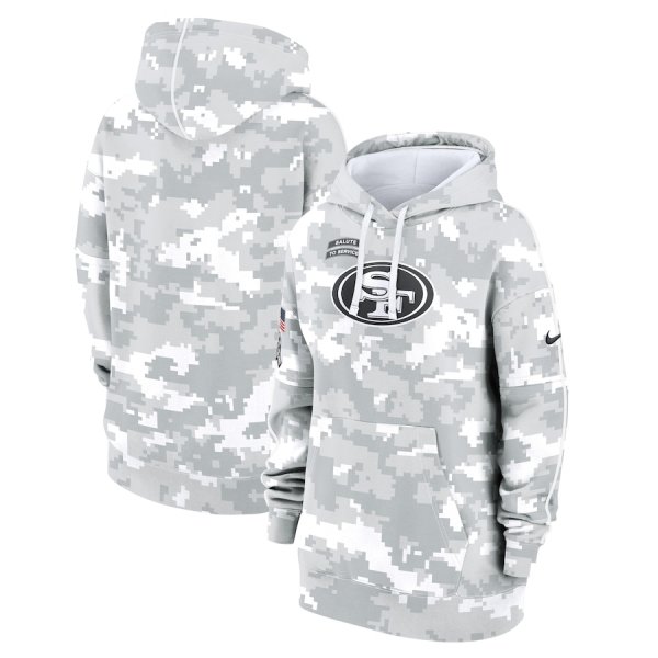 Women's Nike Arctic Camo San Francisco 49ers 2024 Salute To Service Club Fleece Pullover Hoodie