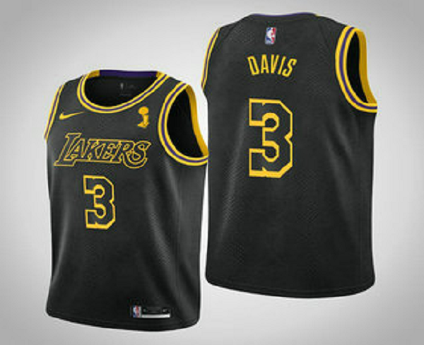 Men's Los Angeles Lakers #3 Anthony Davis 2020 NBA Finals Champions City Black Jersey