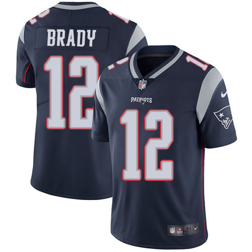 Nike New England Patriots #12 Tom Brady Navy Blue Team Color Youth Stitched NFL Vapor Untouchable Limited Jersey