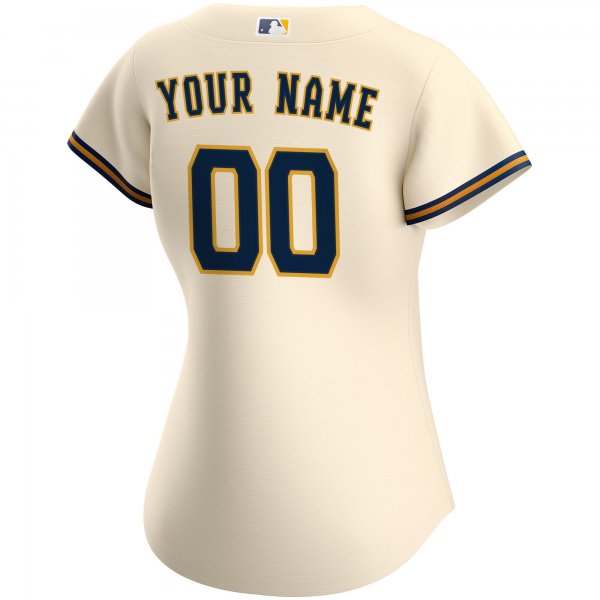 Women's Milwaukee Brewers Nike Cream Home Replica Custom Jersey