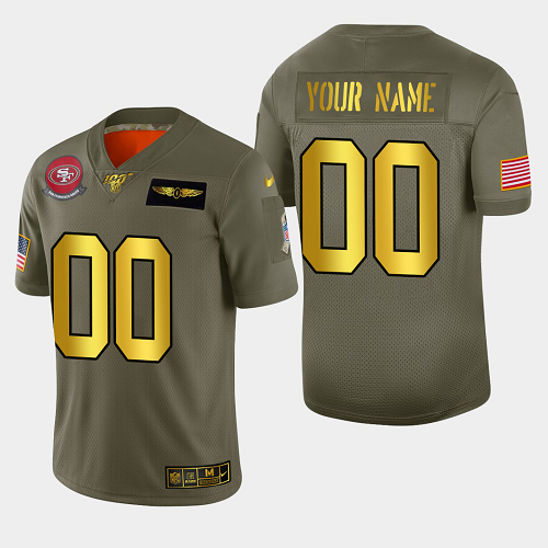 Men's Nike San Francisco 49ers Custom OliveGold 2019 Salute to Service Limited Jersey