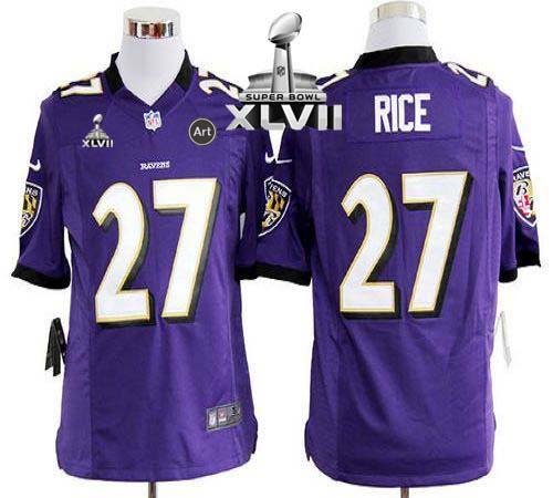 Nike Baltimore Ravens #27 Ray Rice Purple Team Color Super Bowl XLVII Men's Stitched NFL Game Jersey