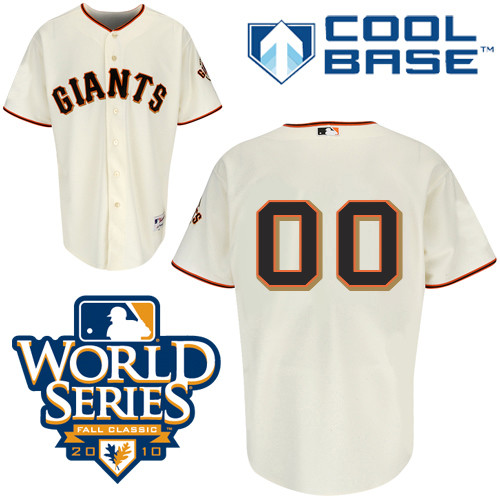 San Francisco Giants Customized Cream Cool Base MLB Jersey w/2010 World Series Patch (S-3XL)