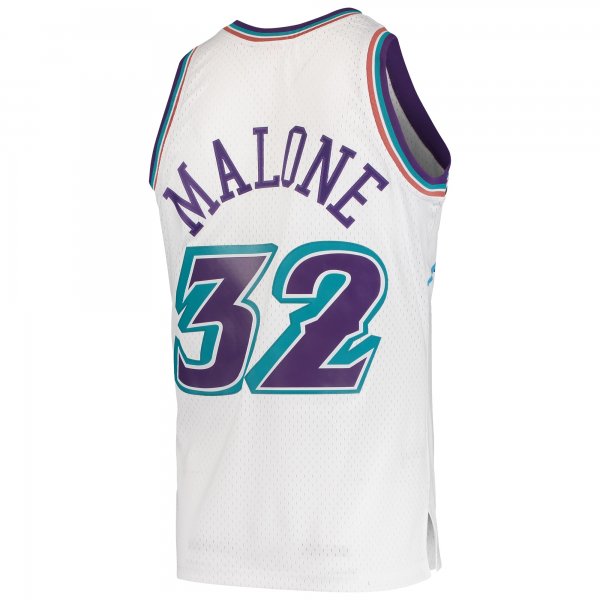 Men's Utah Jazz Karl Malone Mitchell & Ness White 1996/97 Hardwood Classics Swingman Jersey