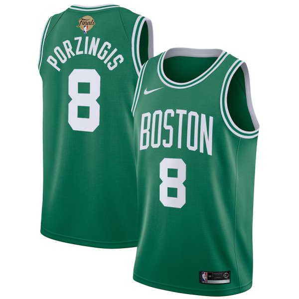 Men's Boston Celtics #8 Kristaps Porzingis Nike Icon Edition NBA Finals Patch 2024 Swingman Green Jersey