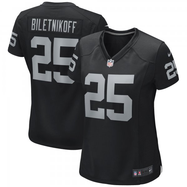 Women's Las Vegas Raiders Fred Biletnikoff Nike Black Game Retired Player Jersey