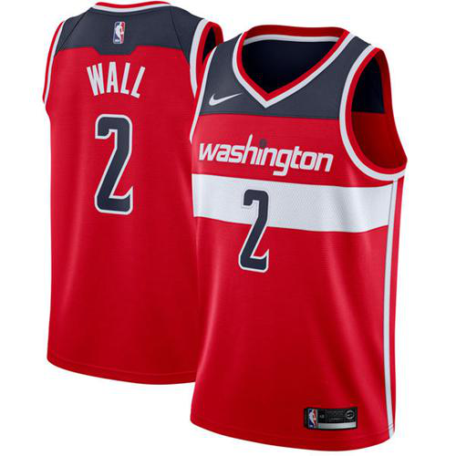 Men's Nike Washington Wizards #2 John Wall Red Stitched Swingman NBA Jersey