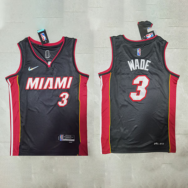 Men's Miami Heat #3 Dwyane Wade 2021-22 Black City Edition 75th Anniversary Jersey