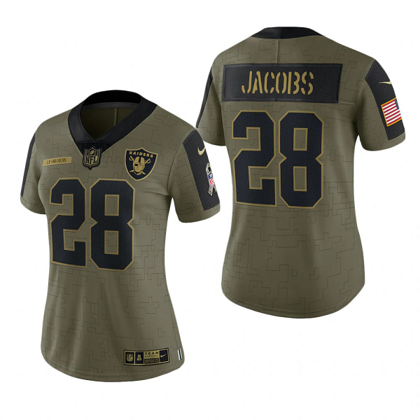 Women's Las Vegas Raiders Josh Jacobs Olive 2021 Salute To Service Limited NFL Jersey