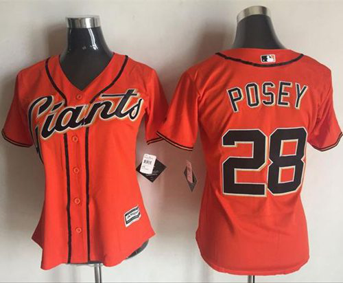 San Francisco Giants #28 Buster Posey Orange Women's Alternate Stitched MLB Jersey