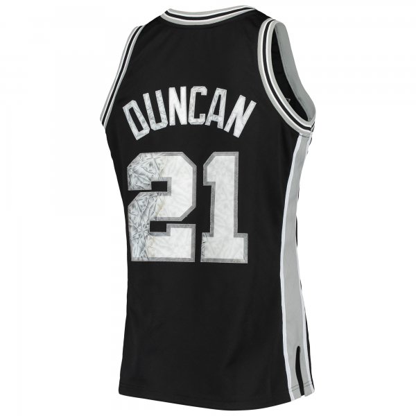 Men's San Antonio Spurs Tim Duncan Mitchell & Ness Black 1998/99 Hardwood Classics NBA 75th Anniversary Diamond Swingman Jersey