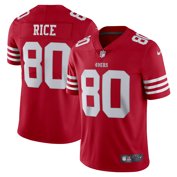 Men's San Francisco 49ers Jerry Rice Nike Scarlet Vapor Limited Retired Player Jersey-(2022 New Style)