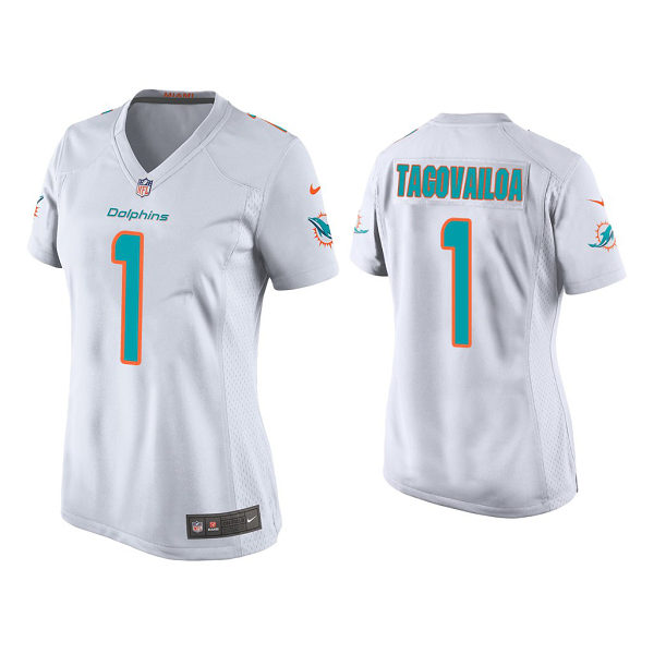 Women's #1 Tua Tagovailoa Miami Dolphins White 2020 NFL Draft Game Jersey