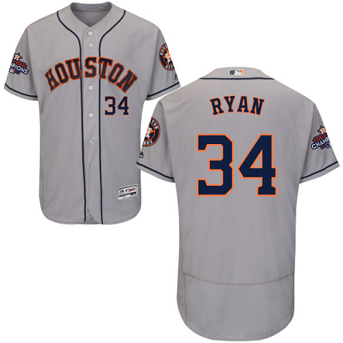 Houston Astros #34 Nolan Ryan Grey Flexbase Collection 2017 World Series Champions Stitched MLB Jersey