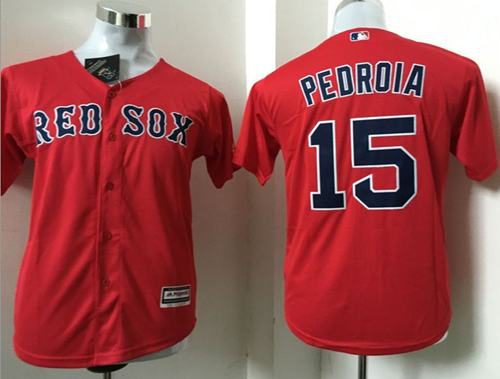 Boston Red Sox #15 Dustin Pedroia Red Cool Base Name On Back Stitched Youth MLB Jersey