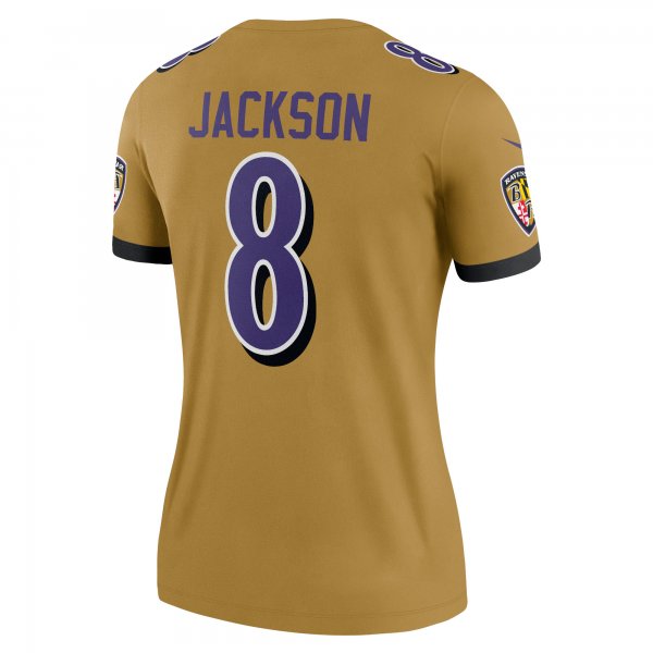 Women's Baltimore Ravens Lamar Jackson Nike Gold Inverted Legend Jersey