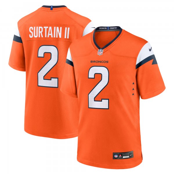 Men's Denver Broncos Patrick Surtain II Nike Orange Game Jersey