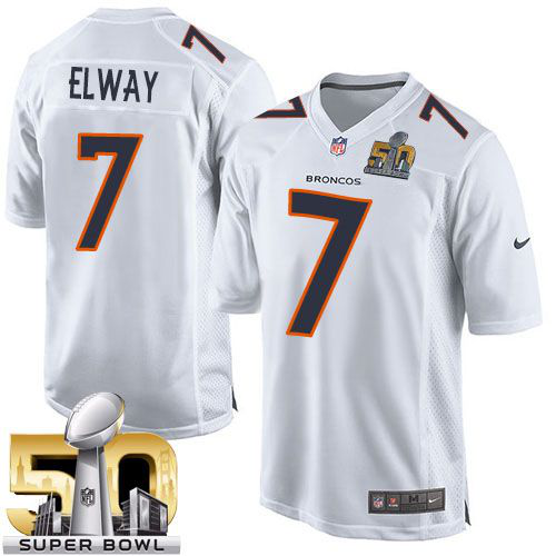 Nike Denver Broncos #7 John Elway White Super Bowl 50 Men's Stitched NFL Game Event Jersey