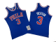 Men's Philadelphia 76ers #3 Allen Iverson 2000-01 Royal Mitchell and Ness Black and Red NBA Jersey