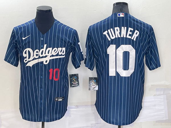 Men's Nike Los Angeles Dodgers #10 Justin Turner Blue Stitched MLB Cool Base Jersey