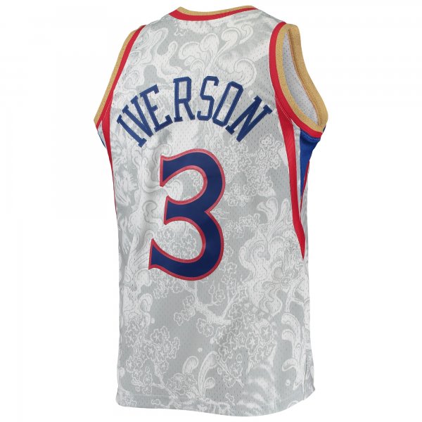 Men's Philadelphia 76ers Allen Iverson Mitchell & Ness White Hardwood Classics 1996/97 Lunar New Year Swingman Jersey