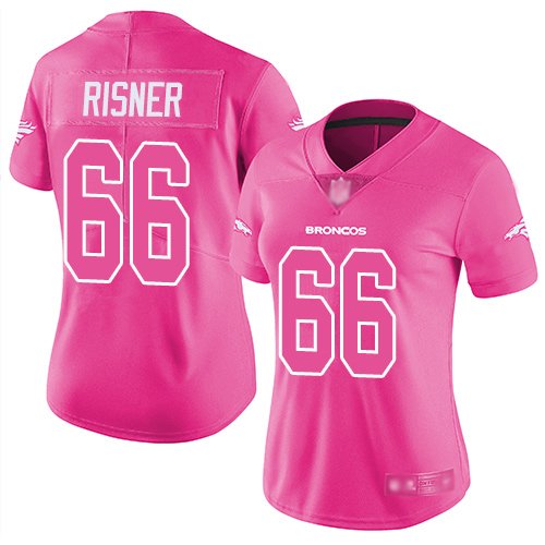 Women's Nike Denver Broncos #66 Dalton Risner Limited Pink Football Rush Fashion NFL Jersey