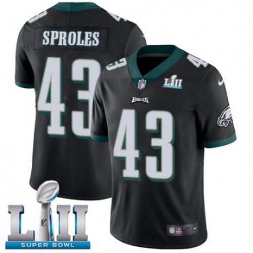 Men's Nike Philadelphia Eagles #43 Darren Sproles Limited Alternate Black NFL Vapor Untouchable Super Bowl LII Jersey