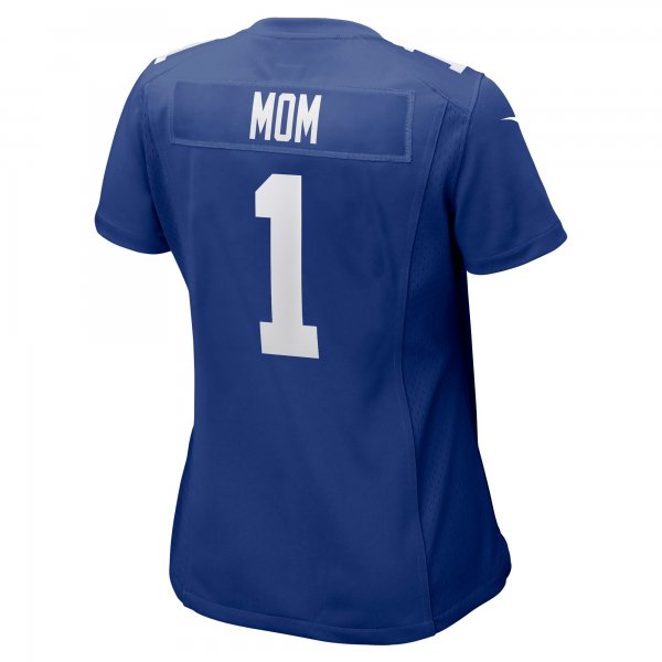 Women's New York Giants Number 1 Mom Nike Royal Game Jersey