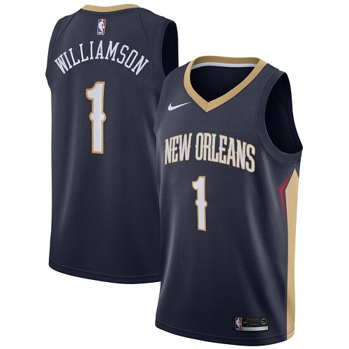 Men's Nike New Orleans Pelicans #1 Zion Williamson Navy 2019 NBA Draft First Round Pick Swingman Icon Edition NBA Jersey