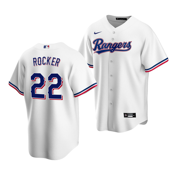 Men's Texas Rangers #22 Kumar Rocker 2022 MLB Draft Jersey White Home