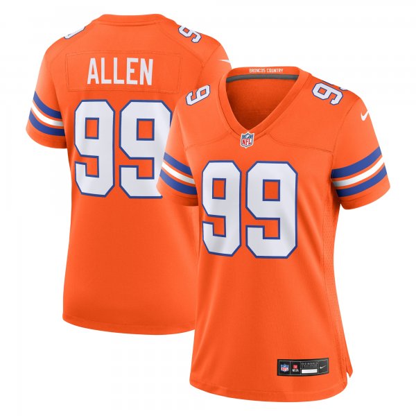 Women's Denver Broncos #99 Zach Allen Nike Orange Mile High Collection 1977 Throwback Player Jersey