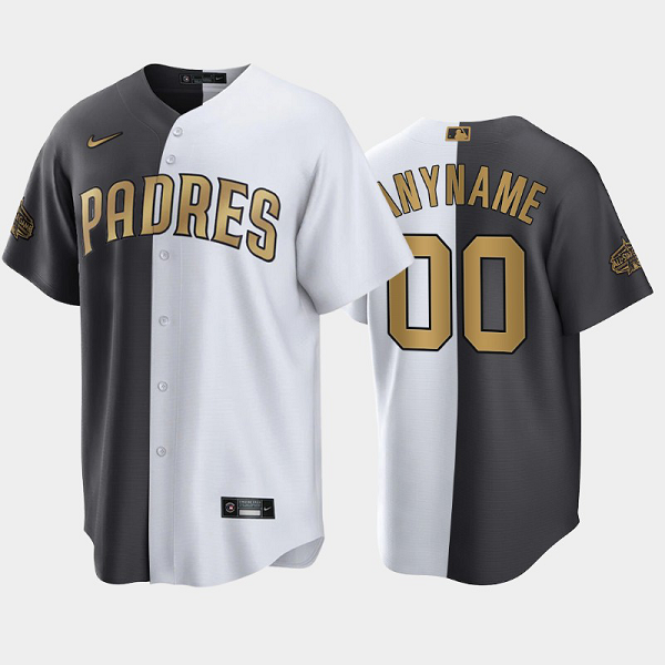 Men's San Diego Padres Custom White Charcoal 2022 MLB All-Star Game Split Jersey