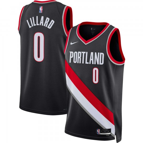 Unisex Portland Trail Blazers Damian Lillard Nike Black Swingman Jersey - Icon Edition