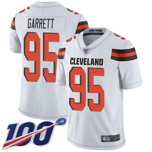 Cleveland Browns #95 Myles Garrett White Men's Stitched NFL 100th Season Vapor Limited Jersey