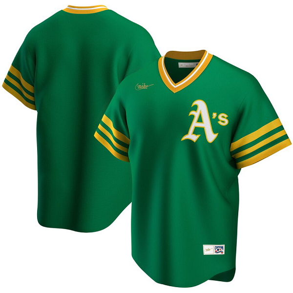 Men's NIKE Oakland Athletics Blank Road Cooperstown Collection Team Kelly Green MLB Jersey