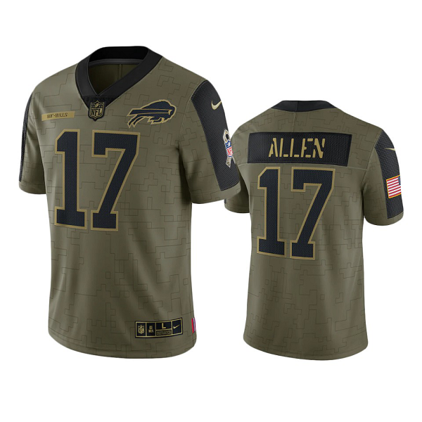 Buffalo Bills Josh Allen Olive 2021 Salute To Service Limited Men's NFL Jersey